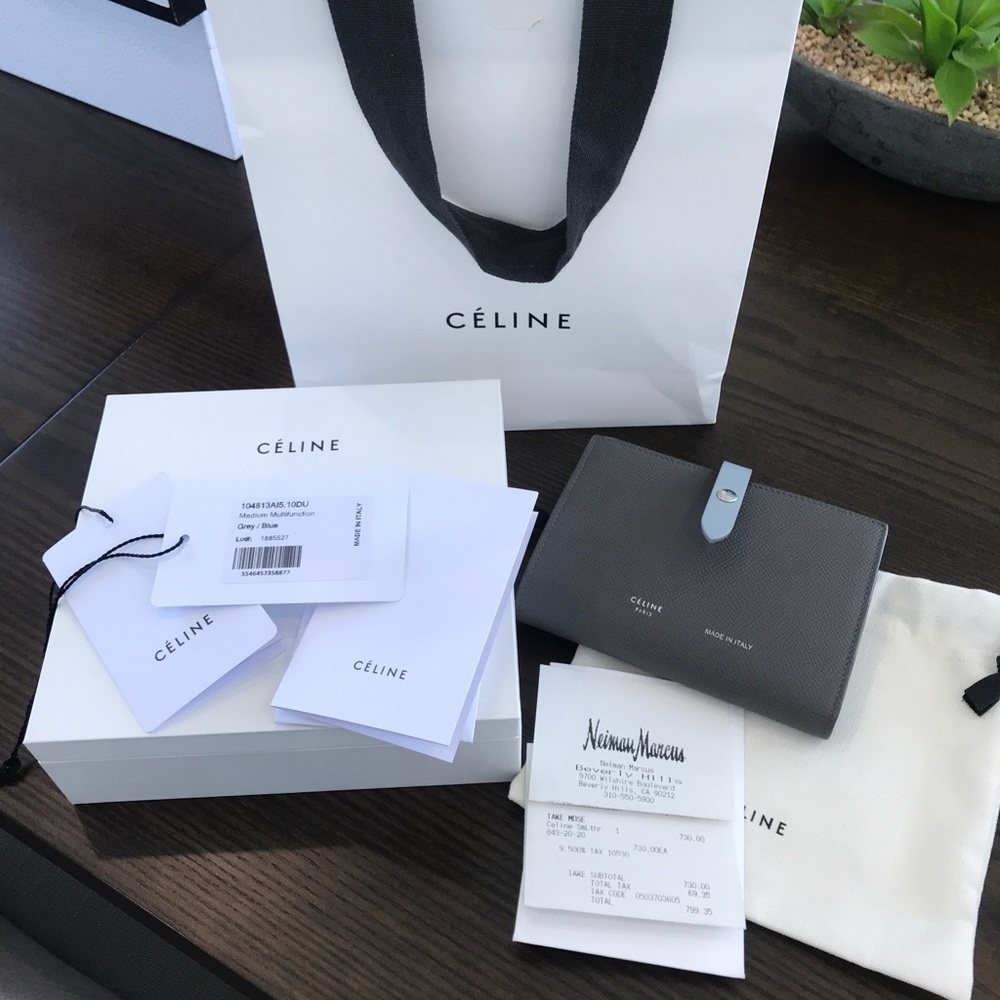 CELINE Small wallet grey/blue